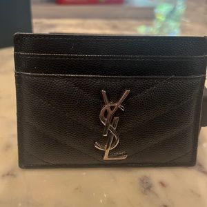 YSL black and silver card holder